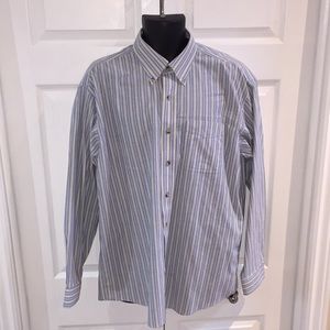 L.L. Bean Men’s Dress Shirt and Yellow Blue Stripes Size Large Regular C…